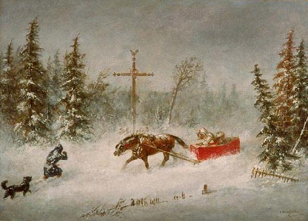 Cornelius Krieghoff The Blizzard, oil painting picture